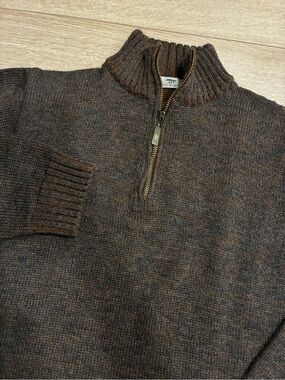 Inis Meain Men’s Merino Wool Baby Alpaca Silk Quarter Zip Sweater Size S